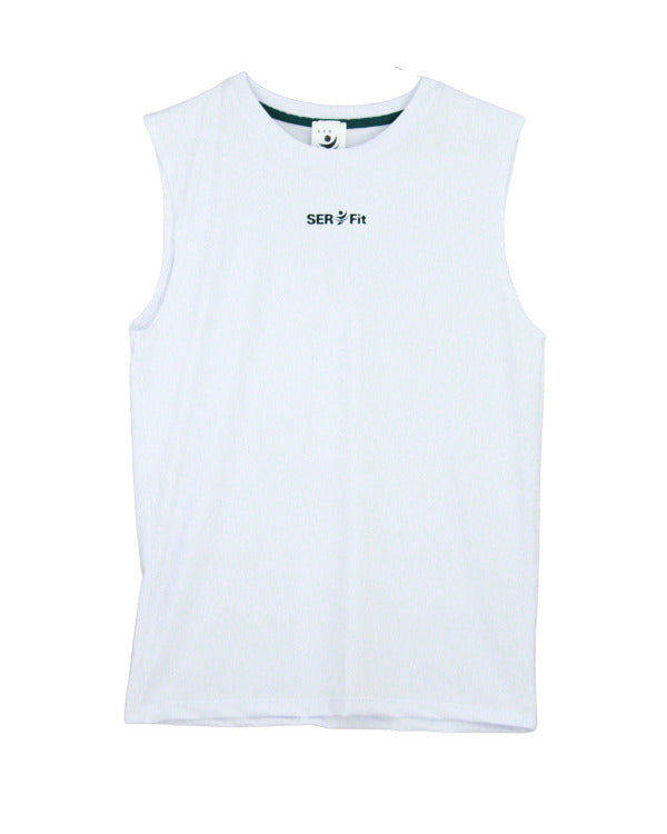 Playera deportiva sin mangas cuello redondo para hombre