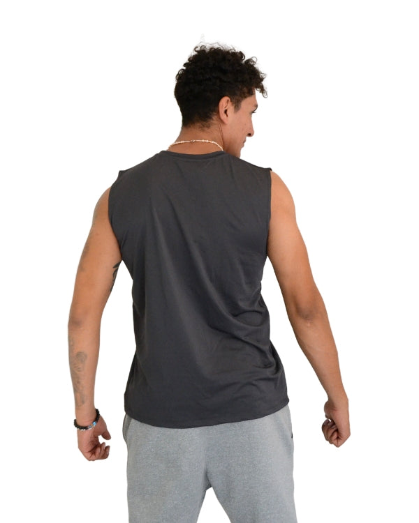 Playera deportiva sin mangas cuello redondo para hombre