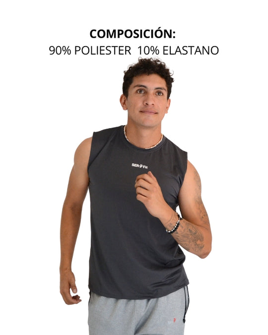 Playera deportiva sin mangas cuello redondo para hombre