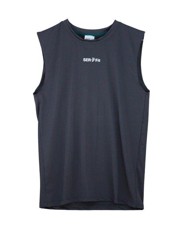 Playera deportiva sin mangas cuello redondo para hombre