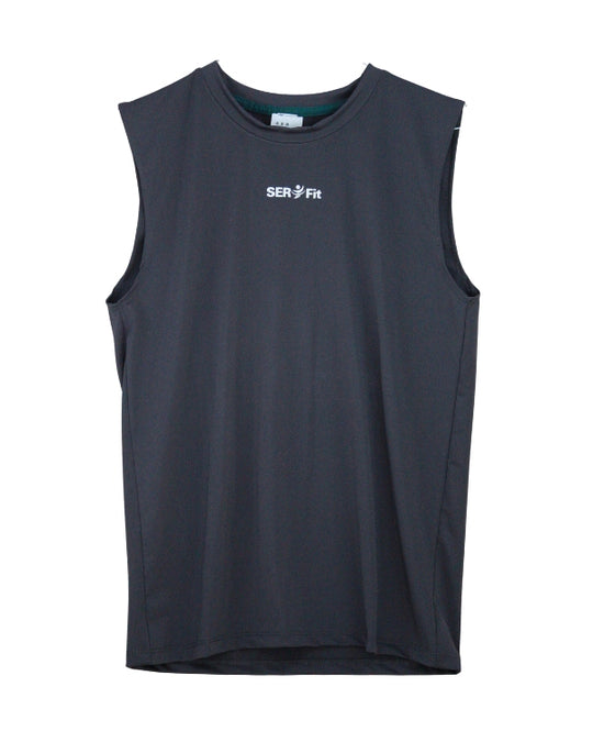 Playera deportiva sin mangas cuello redondo para hombre