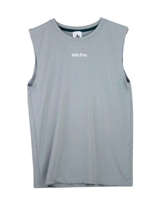 Playera deportiva sin mangas cuello redondo para hombre