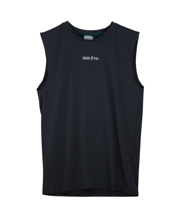 Playera deportiva sin mangas cuello redondo para hombre