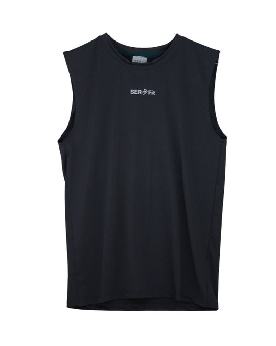 Playera deportiva sin mangas cuello redondo para hombre