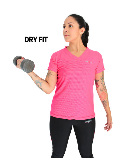 Playera dry-fit slim mujer manga corta