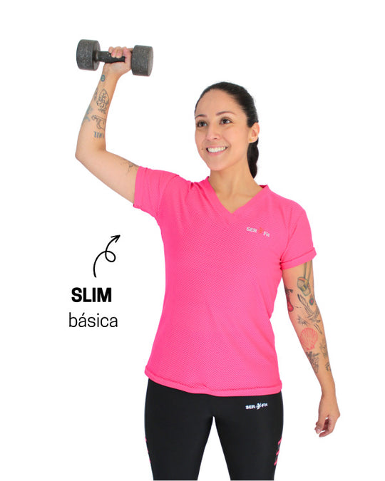 Playera dry-fit slim mujer manga corta