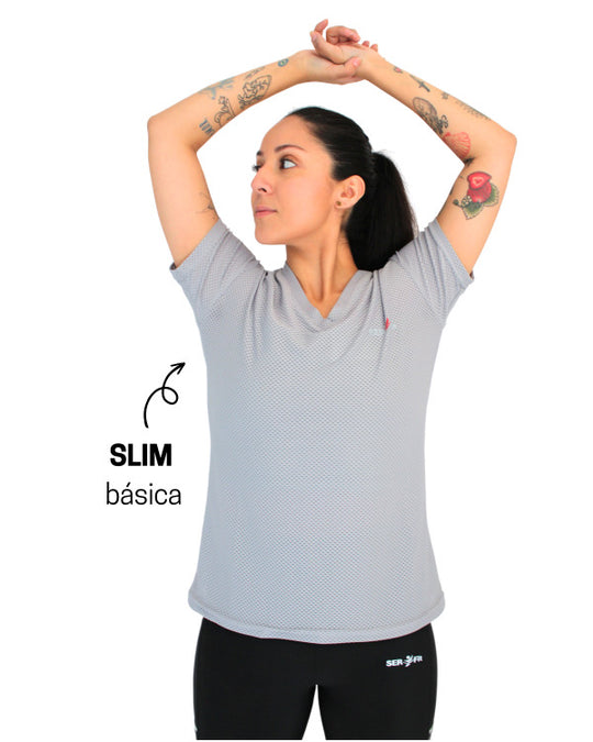 Playera dry-fit slim mujer manga corta