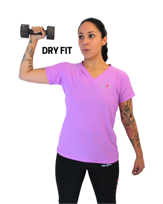 Playera dry-fit slim mujer manga corta