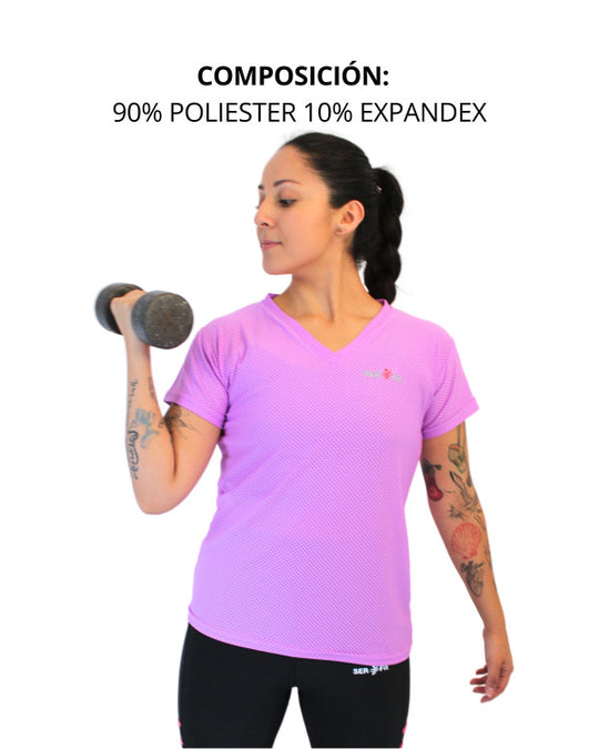 Playera dry-fit slim mujer manga corta