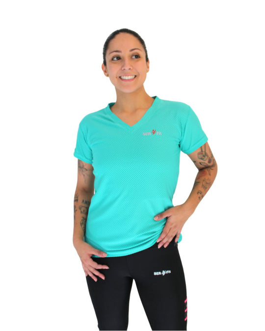 Playera dry-fit slim mujer manga corta
