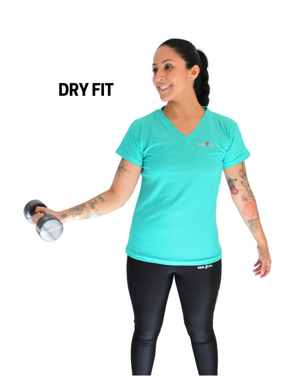 Playera dry-fit slim mujer manga corta