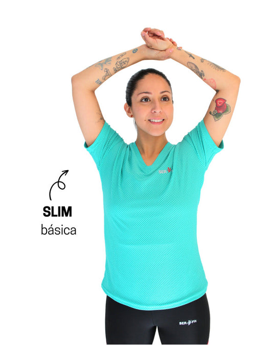 Playera dry-fit slim mujer manga corta