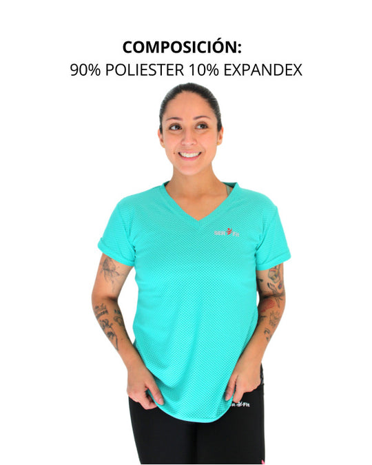 Playera dry-fit slim mujer manga corta
