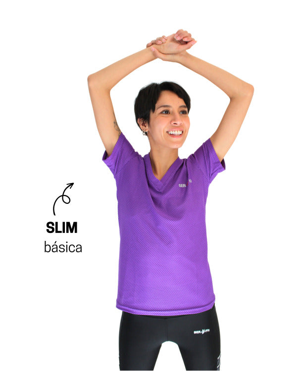 Playera dry-fit slim mujer manga corta