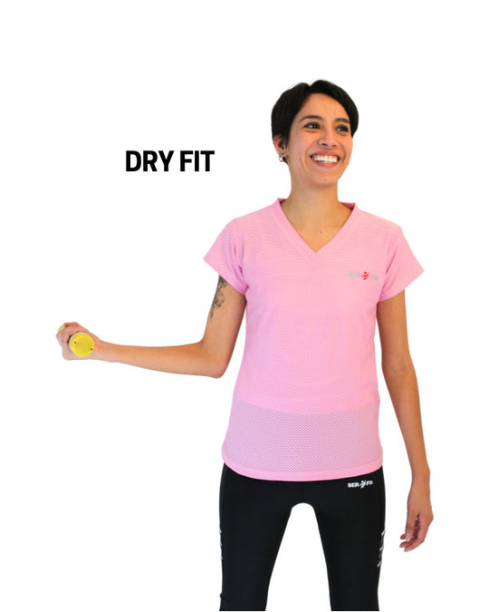 Playera dry-fit slim mujer manga corta