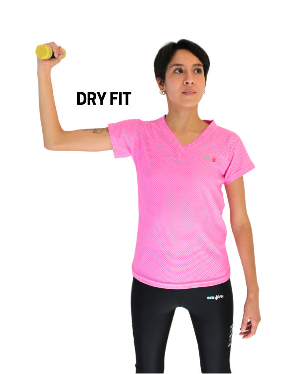 Playera dry-fit slim mujer manga corta