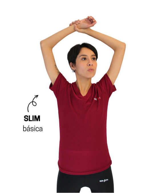 Playera dry-fit slim mujer manga corta