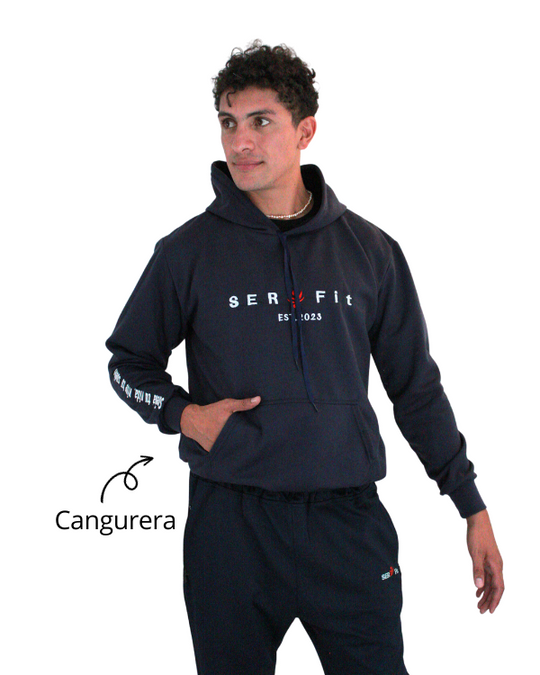 Sudadera afelpada con capucha y cangurera